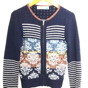 Anthropologie Sparrow Zip-Up Retro Wool Cardigan - So Dang Cool!